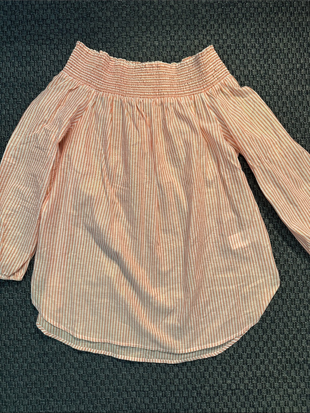 MICHAEL Michael Kors Pink and White Striped Off-Shoulder Blouse